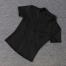 여름 허리 슬리밍 훈련 빠른 건조 꽉 스탠드 칼라 지퍼 반팔 요가 셔츠