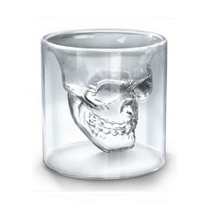 칵테일잔 해골 200ml 이중유리 양주잔 샷글라스, 단품