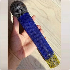 빤짝이 마이크손잡이 커버 공연 무대 사회자 행사장 핑크, S. 로얄 블루 그라데이션 골든 퇴색 없음, 파랑-노랑 그라데이션