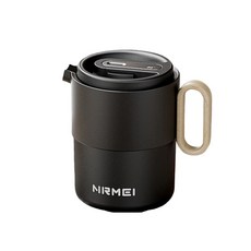 NIRMEI 1100mL 陶瓷內膽保溫壺 - 茶水分離智能顯溫, 黑色, 1個