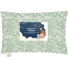 베개 커버가 있는 유아용 베개 - 33x45.7cm(13x18인치) My Little Dreamy Kids 여행용 침대 베개 수면용 유기농 면 소형 베개 커버 부드럽고 통, Dinodood
