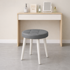 솜솜스퀘어 편안한 PU가죽 쿠션 화장대 원형 스툴 의자, 1개, 그레이