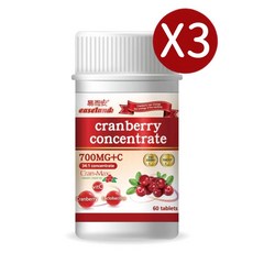 【易而安】專利蔓越莓濃縮錠 60粒/瓶, 1個, 三入組, 60份