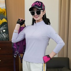 UPF50 防曬女運動上衣 排汗透氣登山T恤 冰絲涼感長袖運動衣 速乾防曬上衣