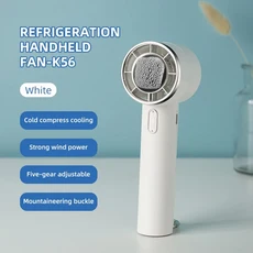 미니 휴대용 터보 제트 냉각 팬 5단 속도 조절 가능 USB 충전 강력한 풍력 냉찜질 고리 포함, 05 K56 White