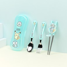 키즈젓가락스푼포크케이스 피카츄젓가락 연습용젓가락 유아 아동 첫젓가락 교정 왼손 오른손, 단품, 1개