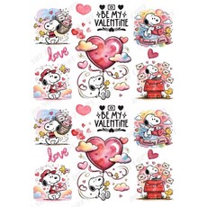 Snoopy 情人節 熱轉印 水轉印 貼紙, 1個, 藝術紙-A4