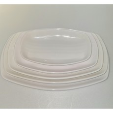 국산 국제 KJ 멜라민 사각타원 접시 나물 생선접시 식당 나래주방용품, 1개, 화이트