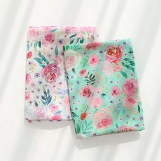 [대폭]쉬폰113_114-블루미 2종 플라워 꽃무늬 커튼원단 여름 원피스천 레이스 실크, 114-민트, 1개