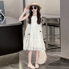 女童夏款無袖連衣裙 天藍色 海邊度假風