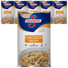 Swanson 치킨 브로스 통조림 무지방 무설탕 글루텐 프리, 1.4kg, 6개