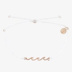 Pura Vida 美國手工Wave蠟線防水手鍊, 1個, 玫瑰金x白色