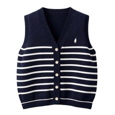 레크레아 여성 브이넥 스트라이프 니트 조끼 골프웨어