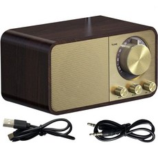 DIYdeg 빈티지 스피커 5.0 기능의 나무 라디오 하이파이 사운드를 위한 그래핀 다이어프램 최대 출력 20W 1800mAh 배터리로 제작되었으며 가정 및 실외 사용을 USB, Vintage Pattern