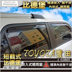 比德堡崁入式晴雨窗【內崁式-短截式】豐田TOYOTA 4RUNNER 2011年起專用, 前窗兩片