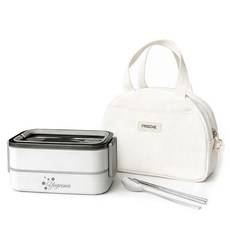 예그리나 2단 스텐 도시락통 전자레인지 직장인 도시락가방 세트, 1세트, 그레이