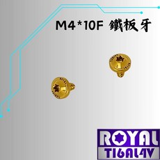 ROYAL 鈦合金螺絲 M4*10F 飛碟頭 鐵板牙螺絲 土豪金, 1個