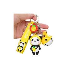 Tenghong2021 여아 남아용 귀여운 실리콘 PVC 판다 키체인 창의적인 새해 선물 동물 열쇠 고리 가방 백팩 인형 액세서리 피쉬 팬더, 파인애플 팬더 벨