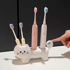 블라제스 고양이 세라믹 욕실 전동 칫솔 거치대 치약 꽂이, 1개, 화이트