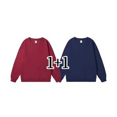 투니스 1+1 단색 루즈핏 라운드넥 긴소매 맨투맨 티셔츠 2개입