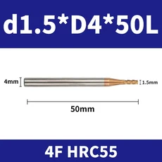 4날 HRC55 초경 엔드밀 CNC 절삭 공구 텅스텐 스틸 밀링 커터 CNC 선반 엔드밀, 10 d1.5xD4x50L