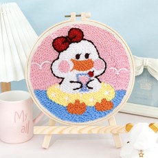 【超繪玩】戳戳繡毛綫繡針材料包 兒童學生課活動裝飾畫, 想你鴨—送戳筆+支架 （材料包）⚑⚑, 1個