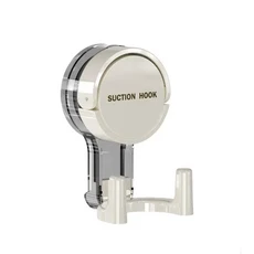 벽걸이 진공 흡착식 이중 후크 무타공 키/수건 욕실 주방 탈부착 수납 1개, 크림1