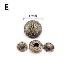빈티지 금속 버튼 스냅 단추 프레스 스터드 바느질 버튼 가죽 공예 DIY 셔츠 의류 장식 10 세트 17mm