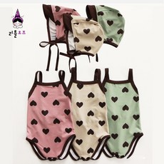 하트시그널 돌아기수영복 유아 원피스 수영복 모자세트