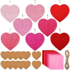 Vercraft 12세트 발렌타인 하트 종이 공예 키트 걸이용 모양 화환 DIY 아트 선물 휴일 활동 홈 데코(단색), 솔리드