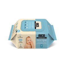 RICO Baby recipe系列 嬰兒口手濕紙巾 30抽 食用級成分 溫和清潔, 1個, 30張, 55gsm