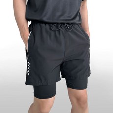 남자 투인원 일체형 숏 레깅스 반바지