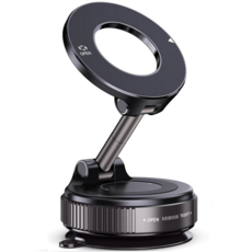 차량 휴대폰거치대 360도 회전 진공 강력 자석 거치대 세이프 차량 거치대 흡착식, 블랙, 1개