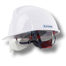 철물점아빠 안전모 WH-02 투명 보안경안전모 백색 일체형내피, 화이트, 1개