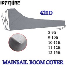보트 커버 방진 Mainsail 붐 UV 방수 420D 블랙 스크래치 양산 Windproof, 11-12ft, 1개