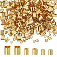 ECLATIS PLIGREAT 600피스 14k도금 골드칼라 충전 튜브 루즈 비즈 1.5/2/3mm 황동 크림프 스페이서 작은 DIY 하이퀄리티 주얼리 제작 디자인 팔찌 목걸, ECLATIS PLIGREAT 600피스 14k도금 골