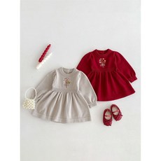 로이앤한나 부케 꽃자수 여아 여자아기 겨울 니트 원피스