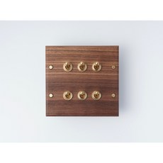 switchpapa 開關插座 黑胡桃木復古黃銅六開關面板蓋板，快速出貨，營造獨特復古居家風格, 1個