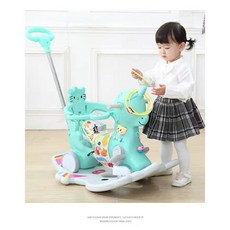 搖搖馬兒童木馬三合一搖馬玩具車嬰兒搖搖車滑行寶寶椅萬向輪益智, 1個, 綠色萬向輪三合一(可推可搖可滑):如圖