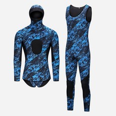 鯊巴特5mm迷彩連帽潛水服 加厚保暖漁獵上衣