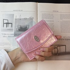 裂紋錢包女多卡位韓國ins風小衆款簡約高級感大容量磁扣卡包