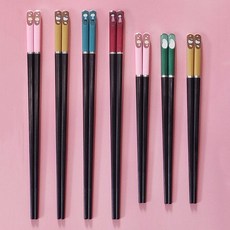 親子合金筷子3雙裝4家用防滑寶寶短小孩分人標志家庭筷一家三口四筷子環保筷防滑筷子耐熱筷子餐具用品, 爸+媽+粉貓+黃貓+短綠+短粉+短黃, 1個