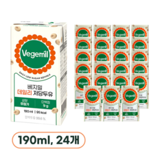베지밀 데일리 저당두유, 190ml, 24개