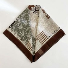 棉麻方巾 男女春夏薄款領巾防曬機車面巾百搭包頭頭巾, 1個, 棋盤格子花-黑棕 棉麻方巾, 棋盤格子花-黑棕