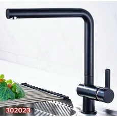 黑色廚房單把水龍頭，石英冷熱水龍頭，簡約廚房必備, 1個