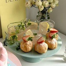 샤이니 파스텔 케이크 스탠드 3color 디저트 플레이트 생일 카페 멜라민 트레이, 에메랄드민트