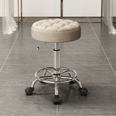 회전 바의자 바테이블 높이조절 홈바 바스툴, 공식 표준 구성, 베이지화이트 + 블랙 무소음 바퀴