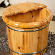 족욕기 가정용 건식 습식 원목편백나무 발 편백 히노끼 족욕통 욕조, 16_28cm 손잡이 대형 나무통+마사지+커버, 1개