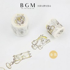 莫莫日貨 BGM 金箔系列燙金和紙膠帶-午茶時光 日本原裝進口 手帳裝飾 DIY素材, 1個