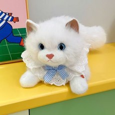 會叫的毛絨貓玩偶 抱枕 45cm, 白色圍巾顏色隨機, 1個